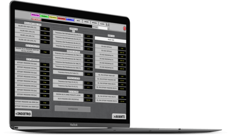 Customised industrial TMS Test Management System software interface, on laptop