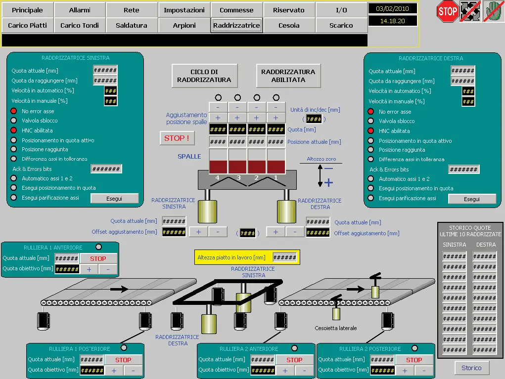 Interfaccia HMI Automazione per macchine per rete elettrosaldata - Raddrizzatura