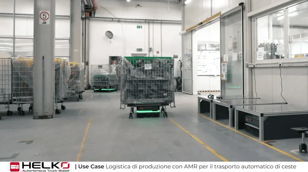 Esempio di automazione logistica con AMR finanziabile tramite INAIL ISI 2025